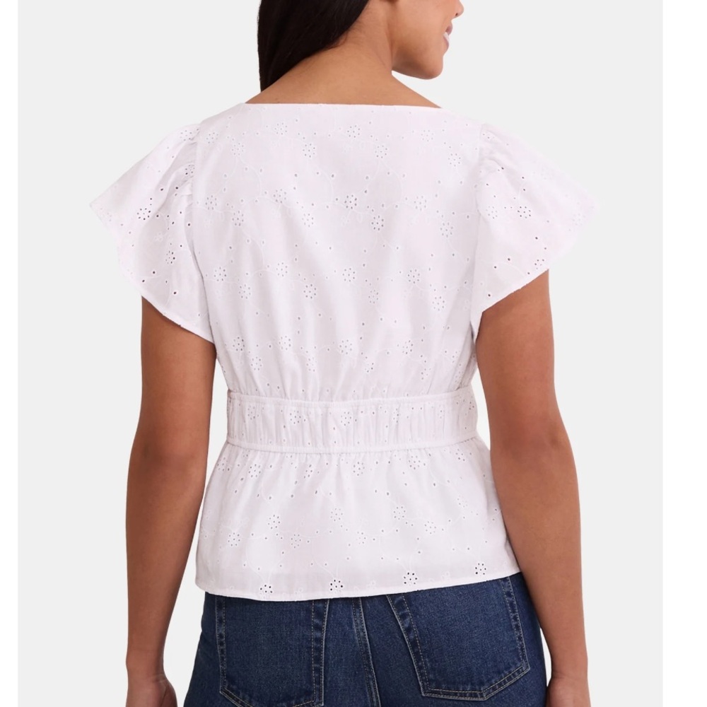 NWT Time & Tru White Eyelet Button-Front Peplum Top XL - Picture 4 of 13
